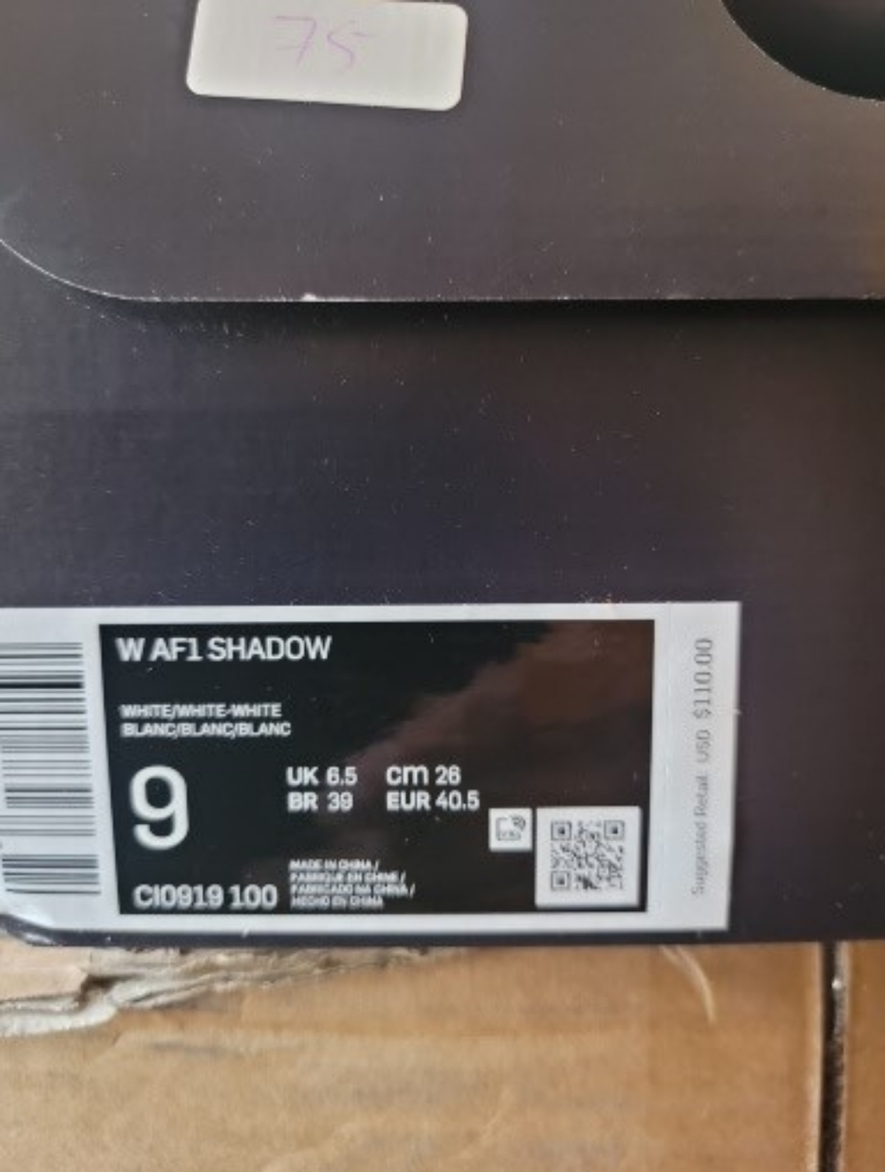AUTHENTIC NIKE AIR FORCE 1 Shadow Triple White Woman Size 9 - Picture 3 of 5
